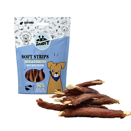 Mr. Bandit SOFT STRIPS Kacsa és Tőkehal 80g